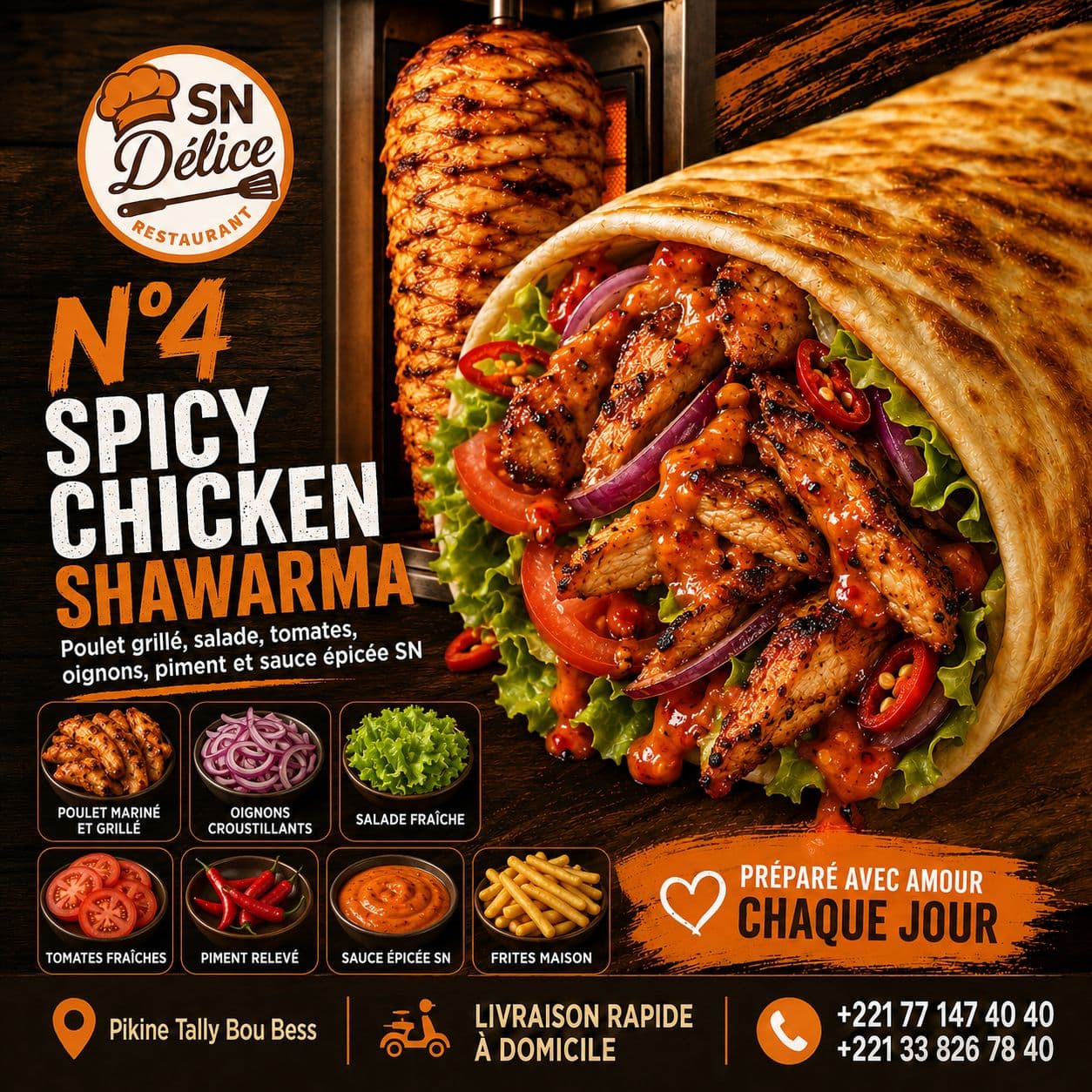 Spicy Chicken Shawarma